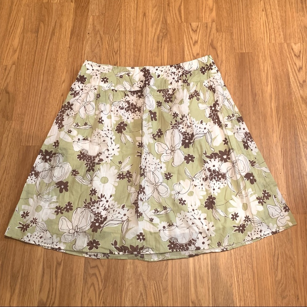 Sandra Darren Vintage 90’s Green Floral Plus Size A-Line Skirt
